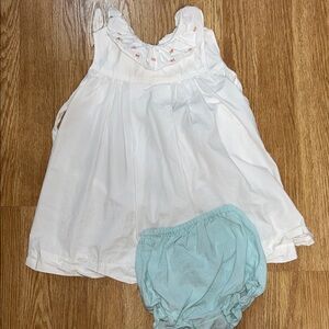 Sophie & Lucas White Dress with Matching Teal Bloomers